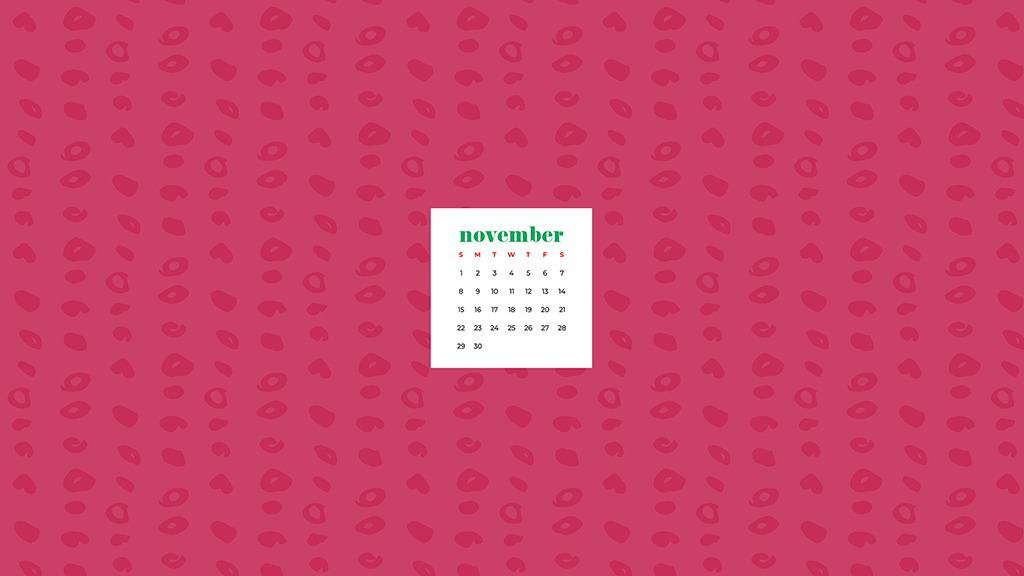 Free November 2020 desktop calendar wallpapers — pink organic polka dots