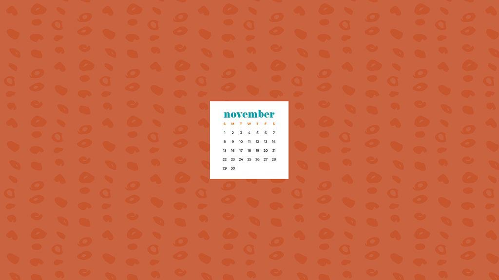 Free November 2020 desktop calendar wallpapers — organic orange polka dots
