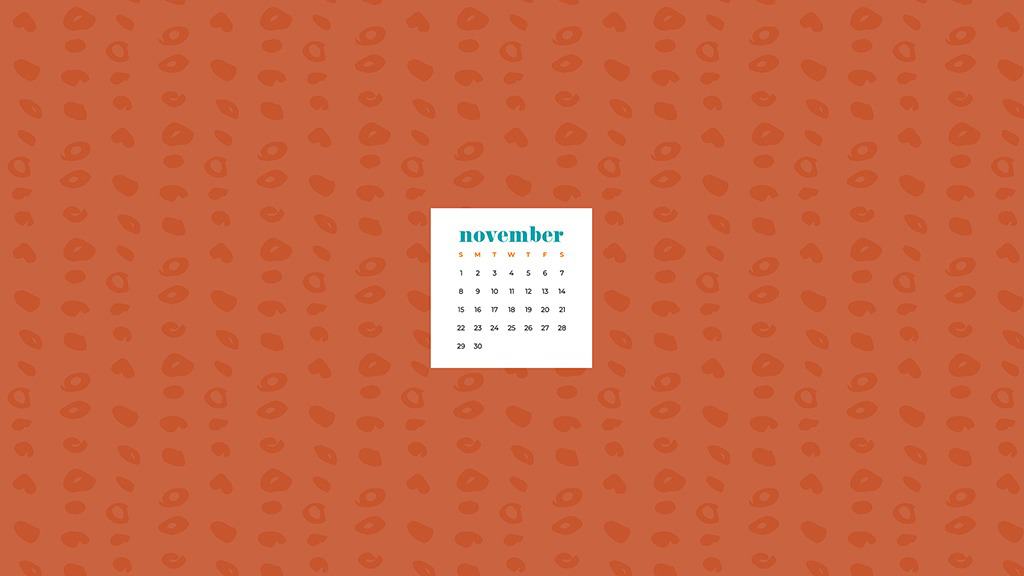 Free November 2020 desktop calendar wallpapers —  organic orange polka dots