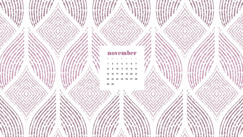 Free November 2020 desktop calendar wallpapers — white and pink pattern