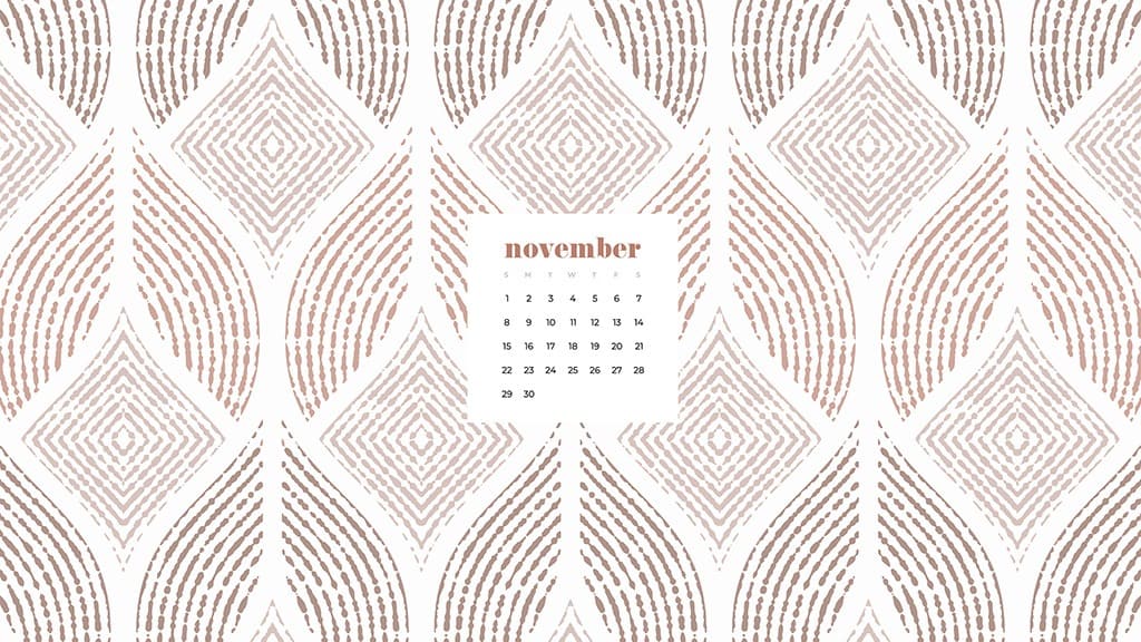 Free November 2020 desktop calendar wallpapers — pretty white and pink patterb