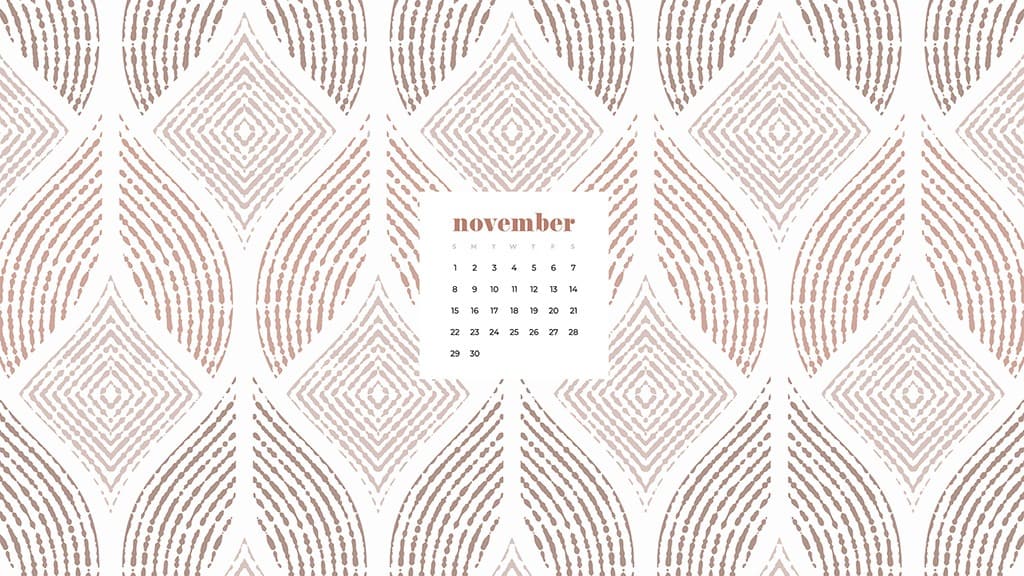 Free November 2020 desktop calendar wallpapers — pretty white and pink patterb