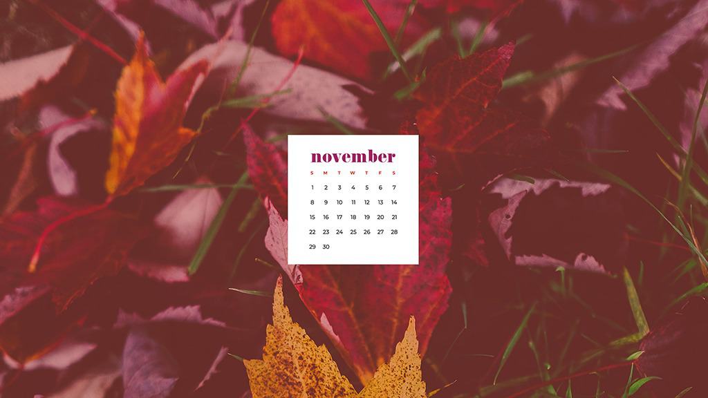 Free November 2020 desktop calendar wallpapers — fall leaves