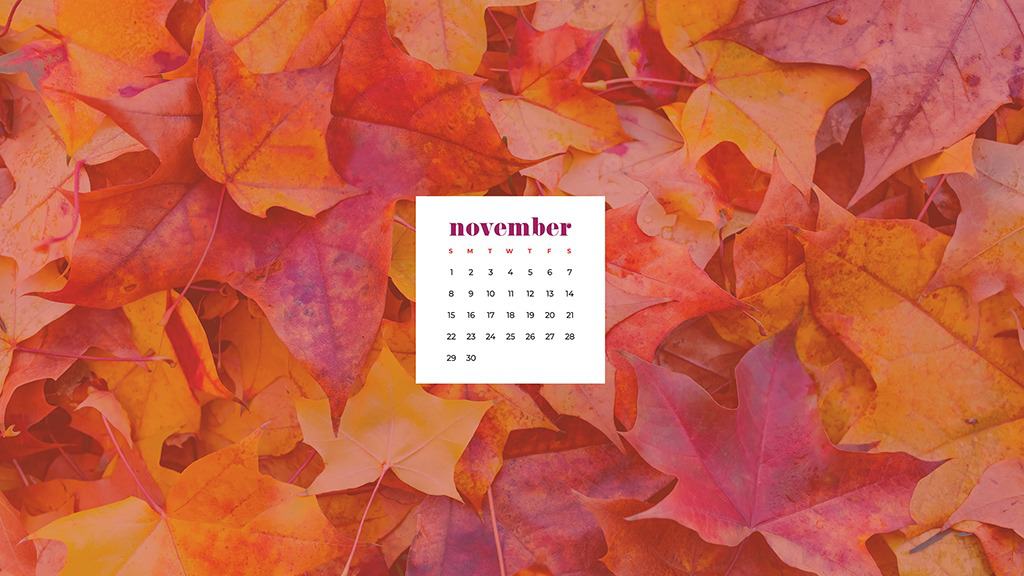 Free November 2020 desktop calendar wallpapers — fall leaves