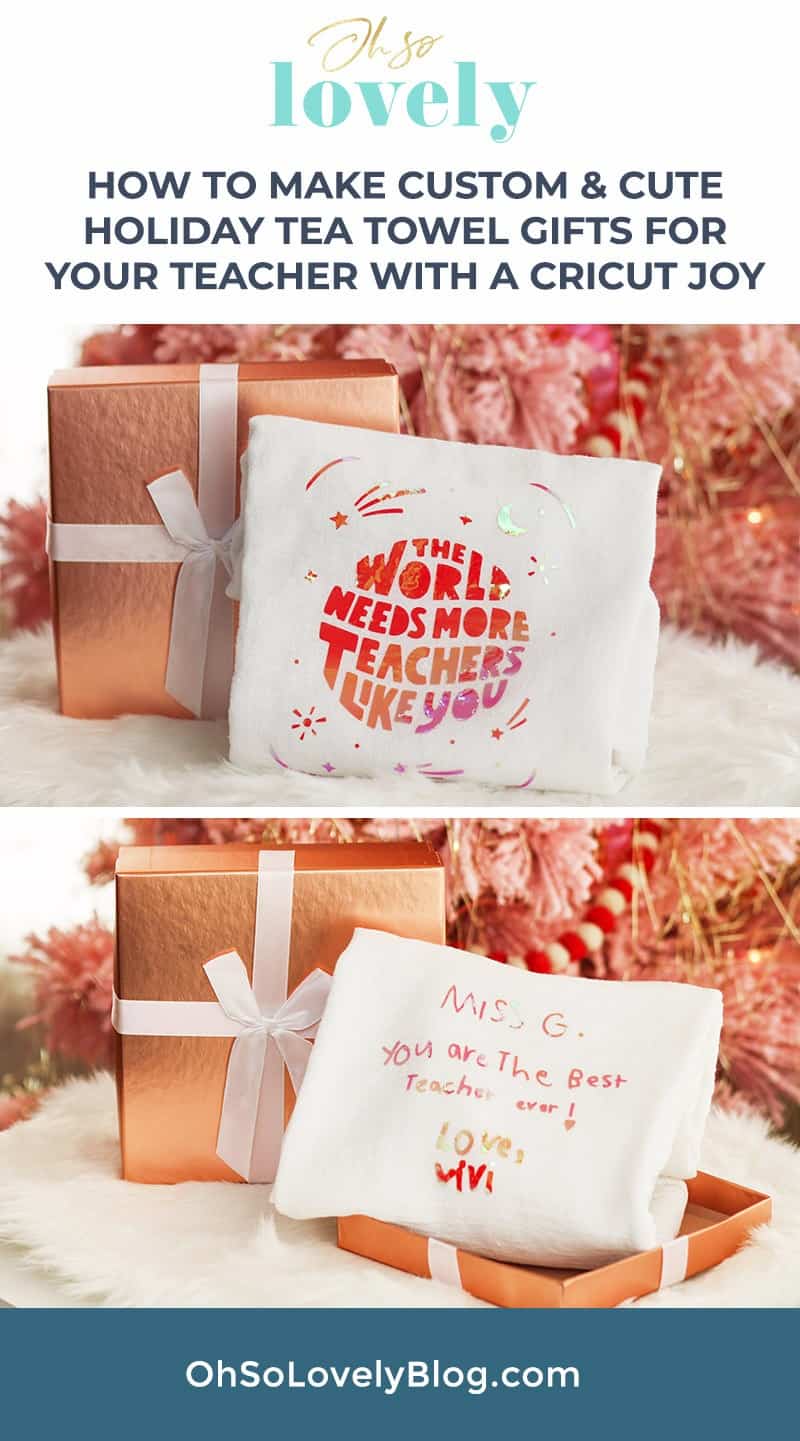 Make holiday tea towel gifts with your Cricut Joy? Yes it's so easy!