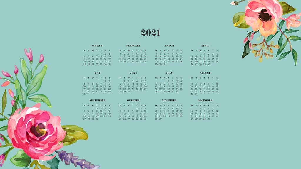 FREE 2021 wallpaper calendars – 50+ cute design options to choose from in both Sunday and Monday starts. Dress your tech for the new year!