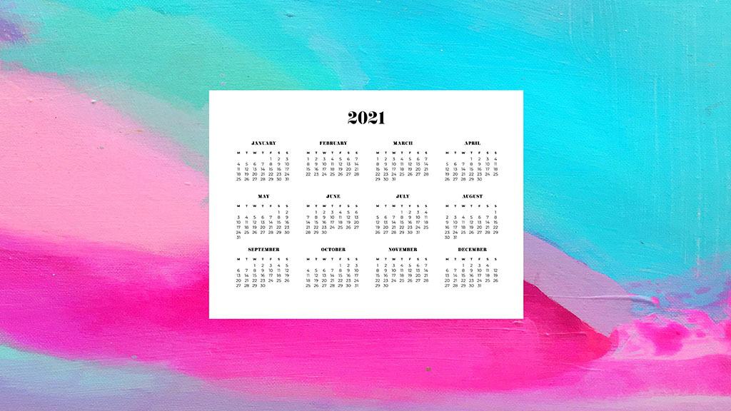 FREE 2021 wallpaper calendars – 50+ cute design options to choose from in both Sunday and Monday starts. Dress your tech for the new year!