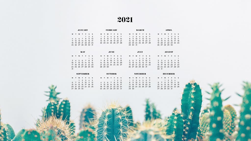 FREE 2021 wallpaper calendars – 50+ cute design options to choose from in both Sunday and Monday starts. Dress your tech for the new year!