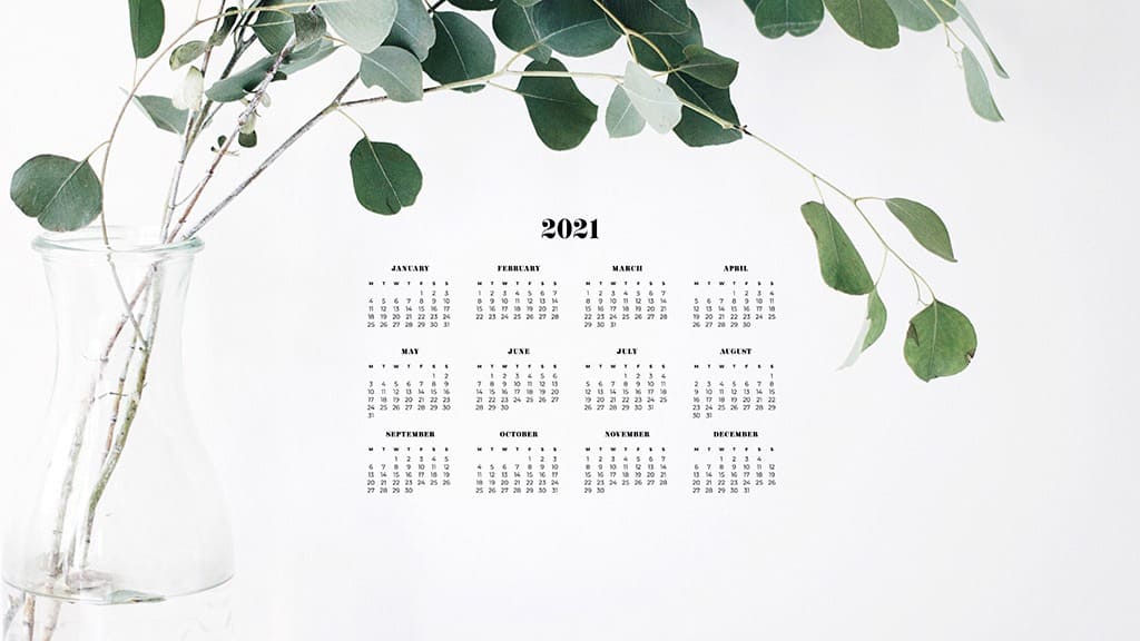 FREE 2021 wallpaper calendars – 50+ cute design options to choose from in both Sunday and Monday starts. Dress your tech for the new year!