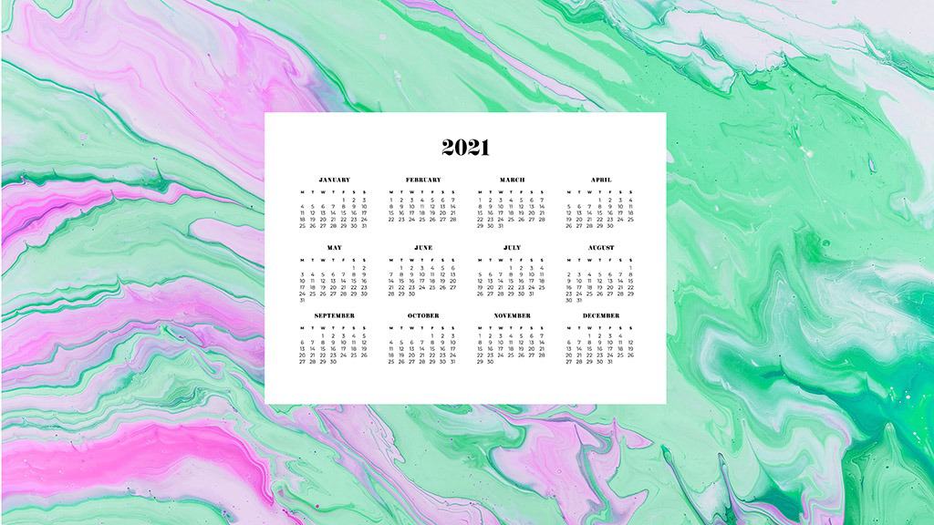 FREE 2021 wallpaper calendars – 50+ cute design options to choose from in both Sunday and Monday starts. Dress your tech for the new year!