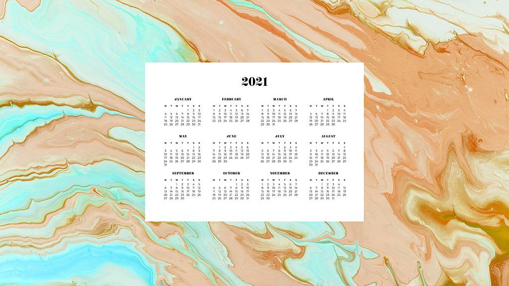 FREE 2021 wallpaper calendars – 50+ cute design options to choose from in both Sunday and Monday starts. Dress your tech for the new year!