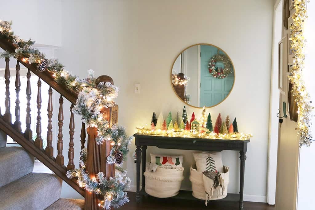 Entryway A modern and colorful holiday home tour full of affordable festivity and touches of fun throughout!