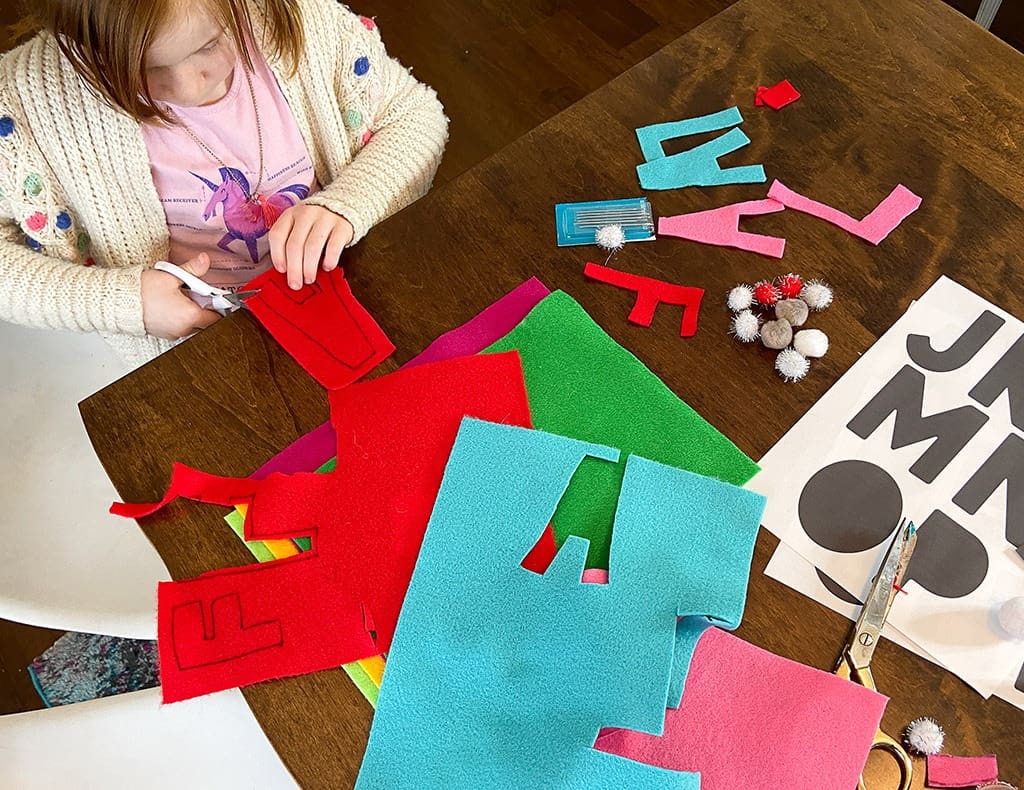 Cut felt letters for banner