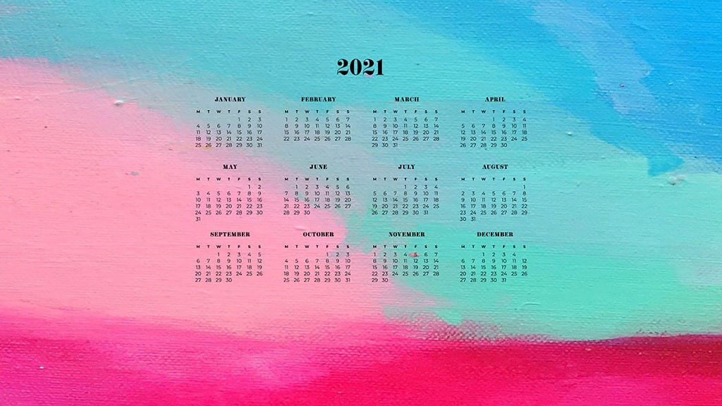 FREE 2021 wallpaper calendars – 50+ cute design options to choose from in both Sunday and Monday starts. Dress your tech for the new year!