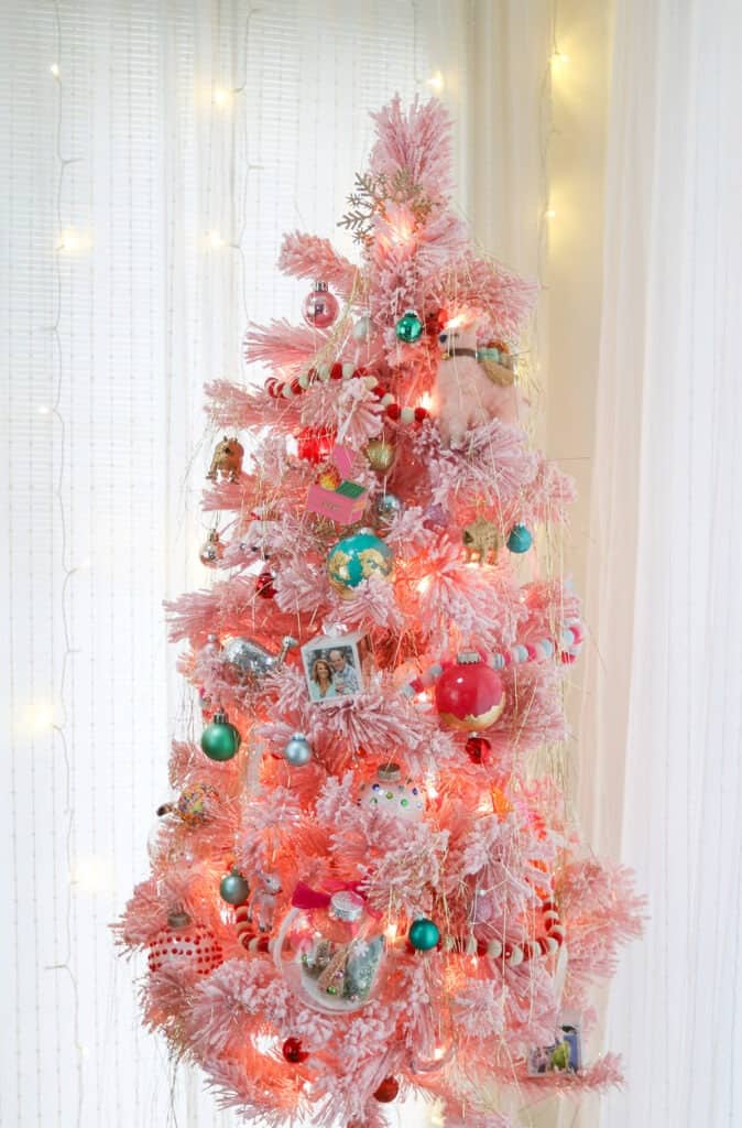 pink flocked christmas tree