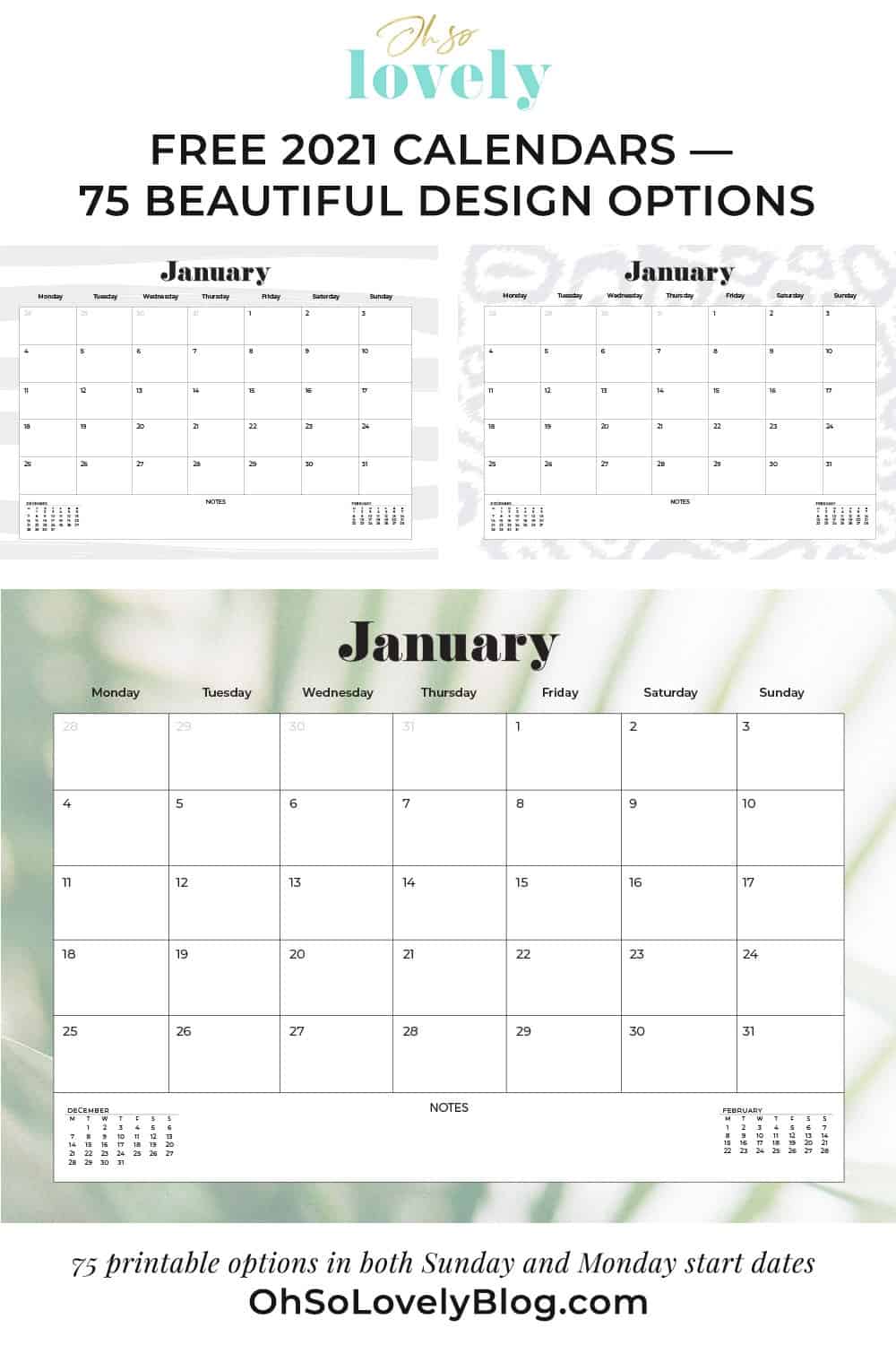 2021 calendar, 1st half Free 2021 calendars — 75 beautiful designs to choose from!
