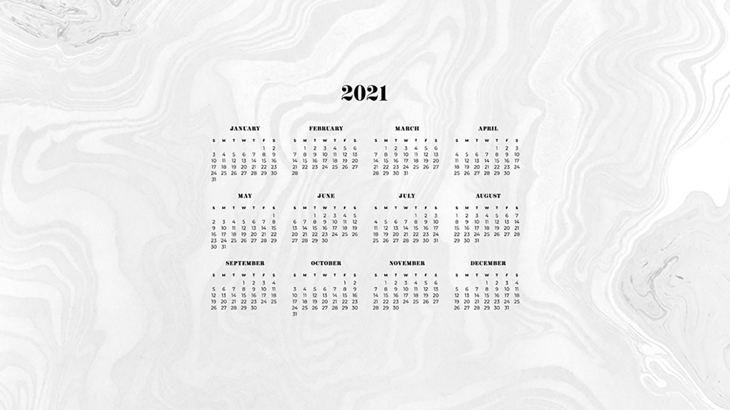 2021 Calendar Wallpaper