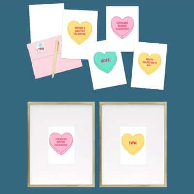 Funny Valentine Freebies – 30 FREE art and card printables