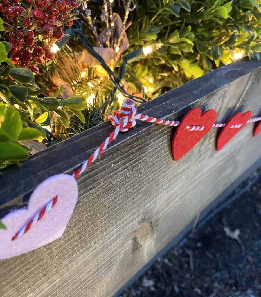 Valentine's Day outdoor decor – 3 easy and affordable ideas for your front porch window boxes, trees, and more. So festive!