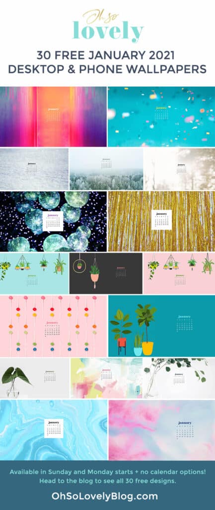 30 FREE JANUARY 2021 CALENDAR WALLPAPERS – DRESS YOUR TECH!, Oh So Lovely Blog