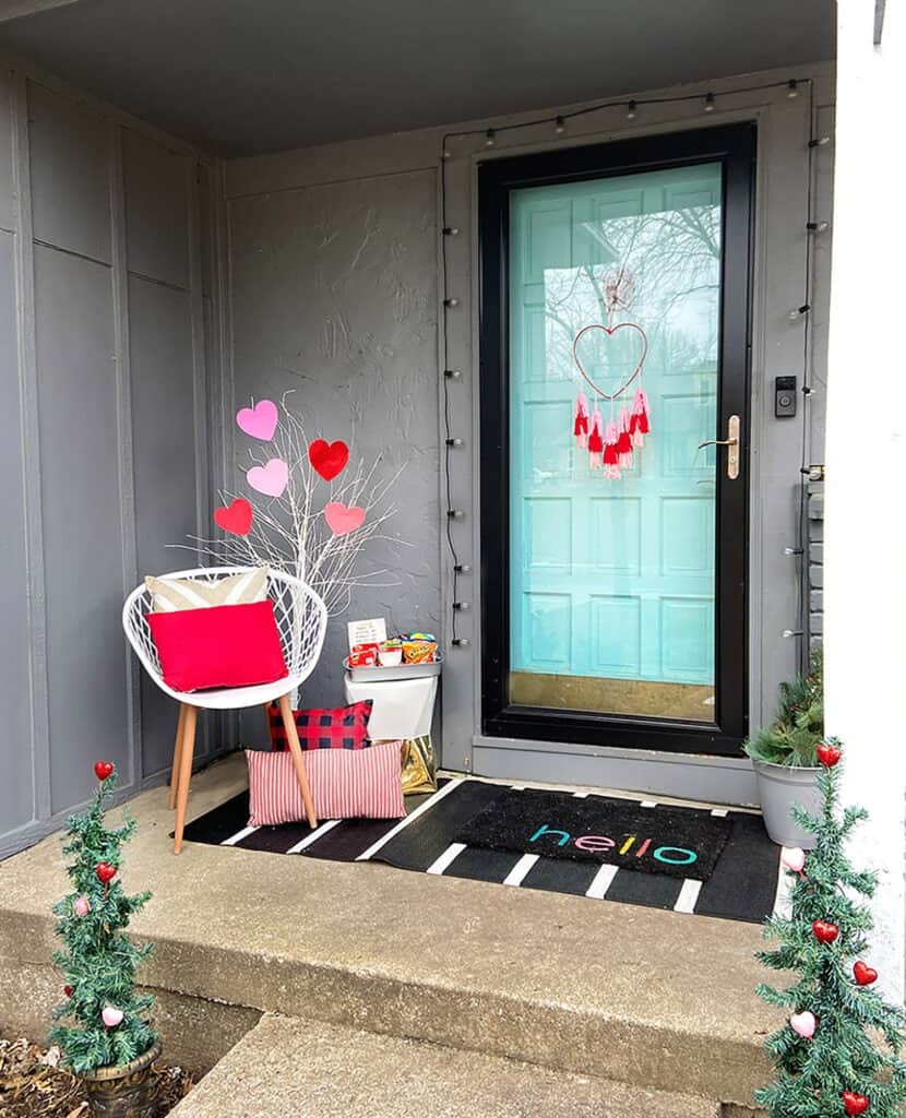 Valentine's Day outdoor decor – 3 easy and affordable ideas for your front porch window boxes, trees, and more. So festive!