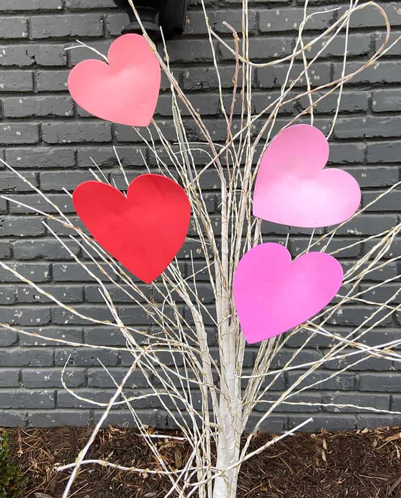 Valentine's Day outdoor decor – 3 easy and affordable ideas for your front porch window boxes, trees, and more. So festive!