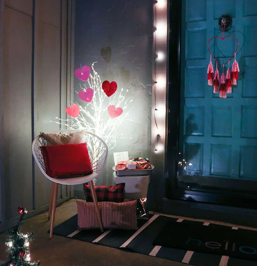 Valentine's Day outdoor decor – 3 easy and affordable ideas for your front porch window boxes, trees, and more. So festive!