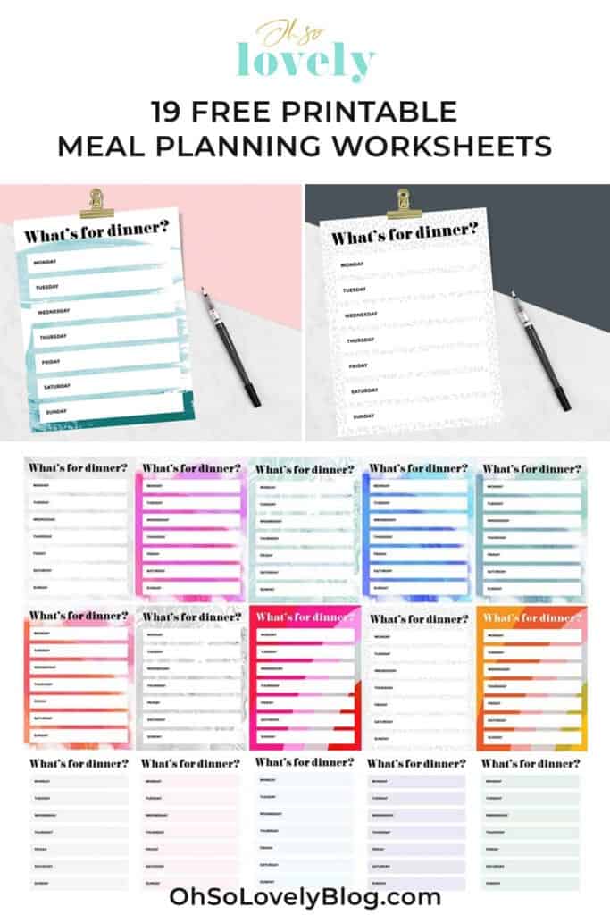 19 free meal planning worksheets — download your printables today and get your dinners organized and under control. 19 designs to chose from!