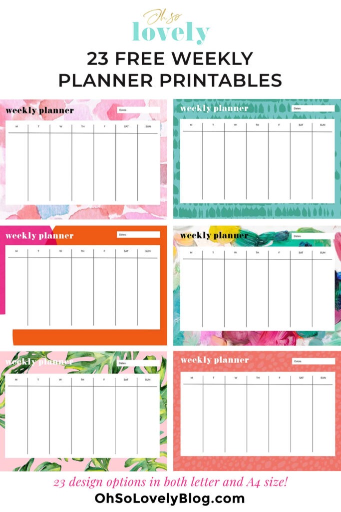 Free weekly planner printables — 23 designs to choose from on top of the 21 I already shared. Download your favorites today absolutely FREE.