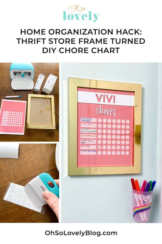 DIY chore chart tutorial – cute and easy home organization hack made with a Cricut Joy. Get your kiddos excited to do chores. Parenting win!