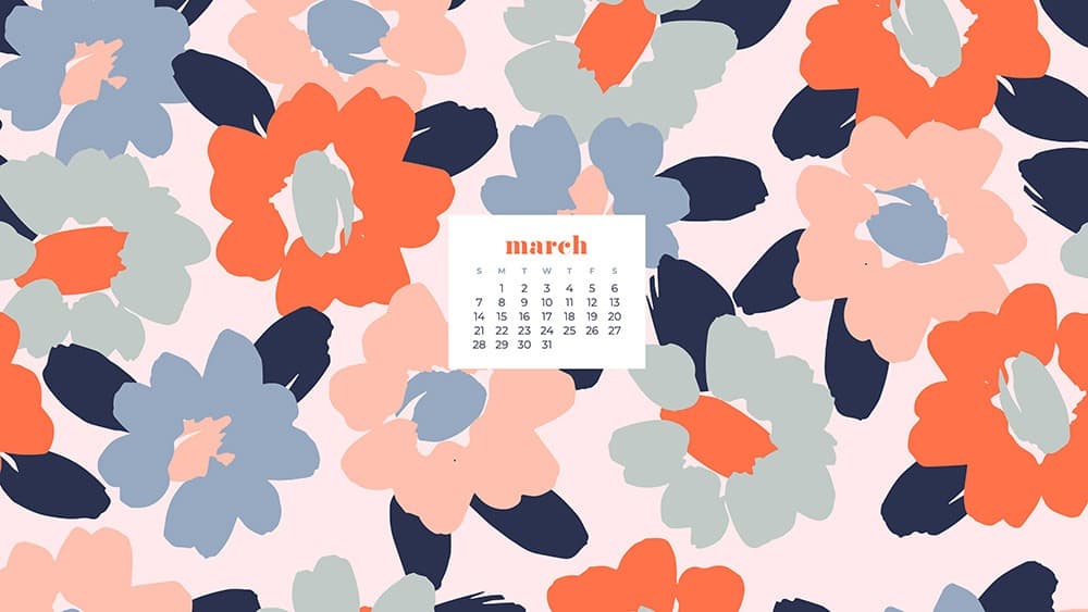 Free floral March 2021 wallpaper calendar