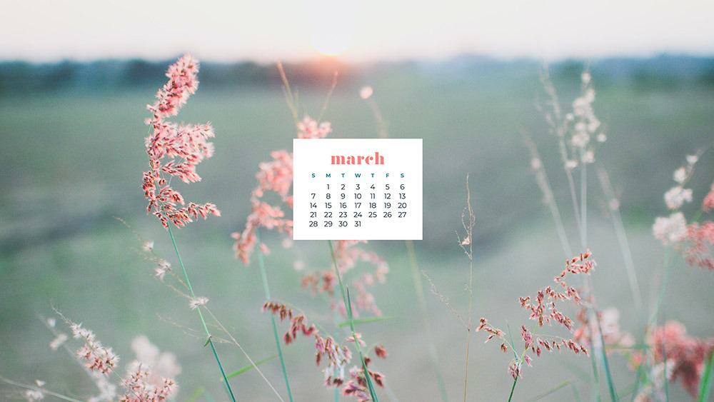 Free floral March 2021 wallpaper calendar