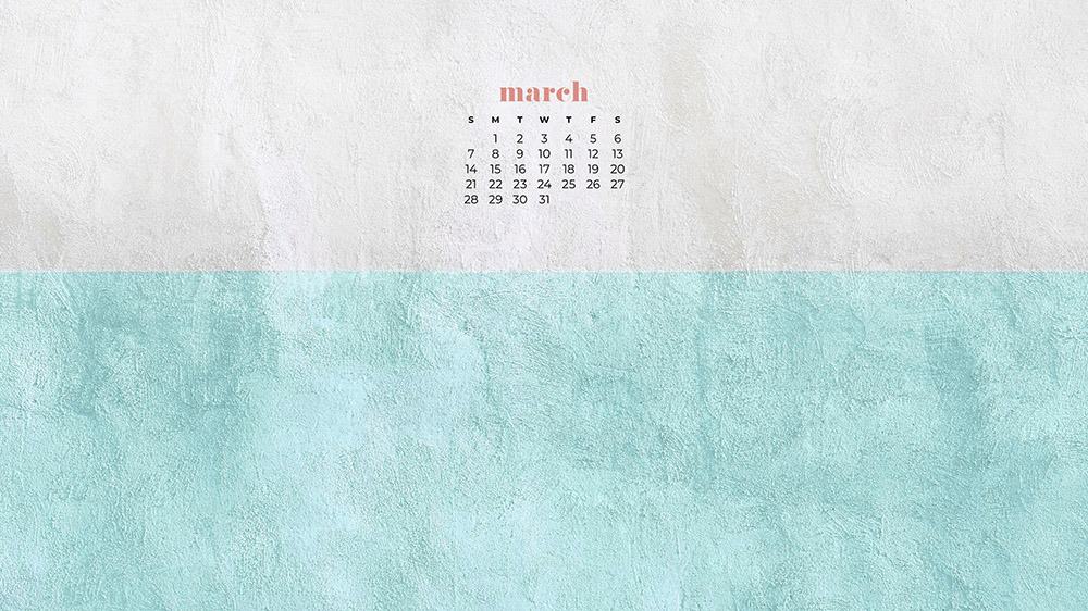 free aqua and white textured wallpaper for March