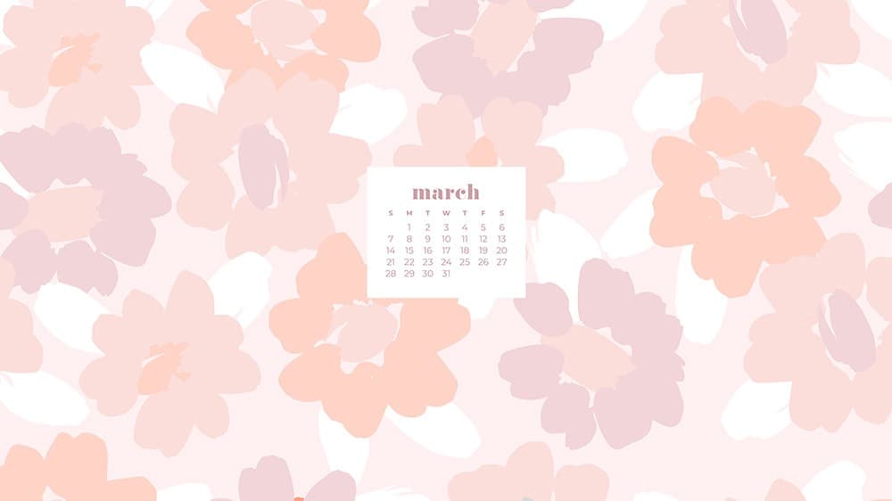 Free floral March 2021 wallpaper calendar