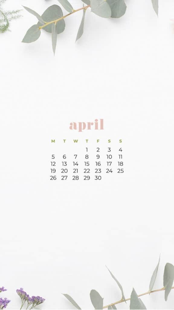 free flowers phone wallpaper with April 2021 calendar