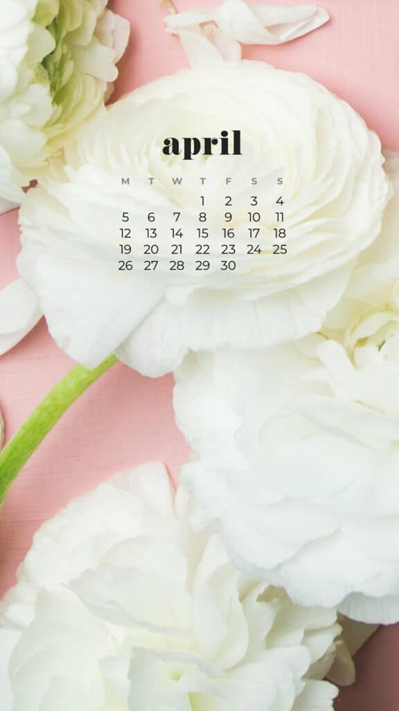 free flowers phone wallpaper with April 2021 calendar