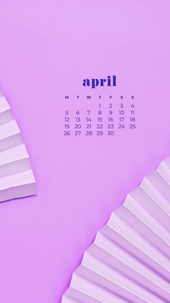 free purple fans phone wallpaper with April 2021 calendar