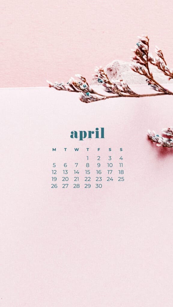 free colorful floral phone wallpaper with April 2021 calendar