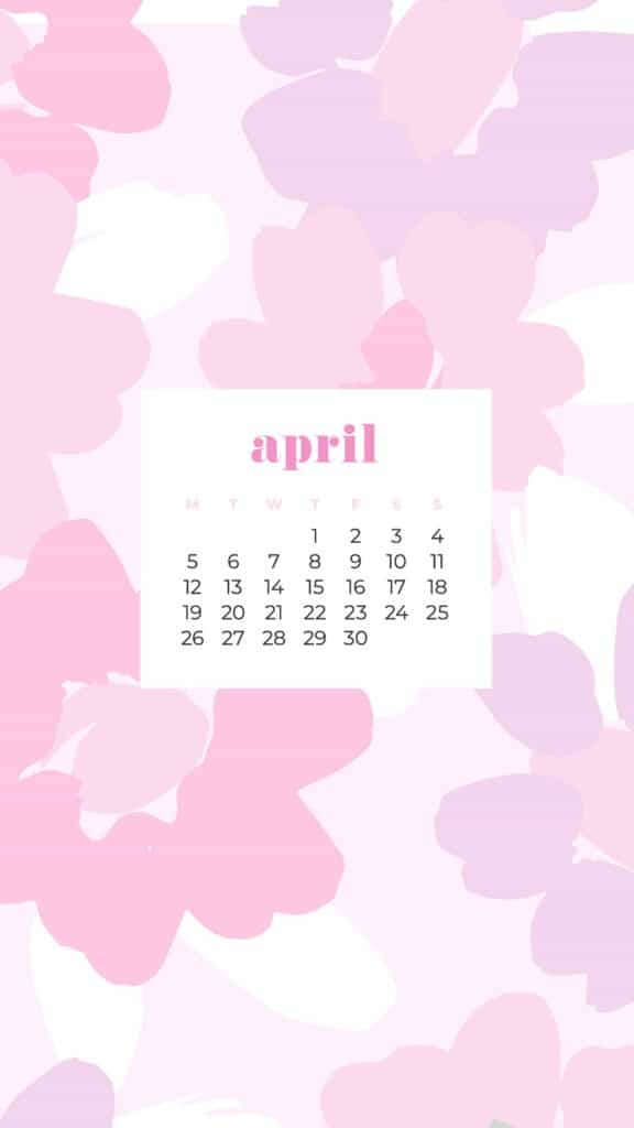 free colorful floral phone wallpaper with April 2021 calendar