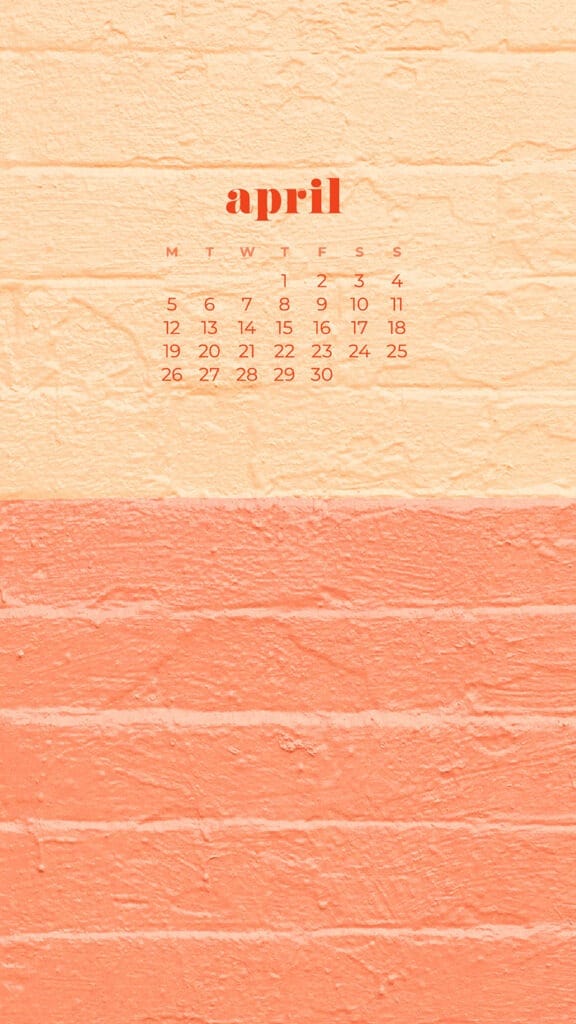 free colorful bricks phone wallpaper with April 2021 calendar