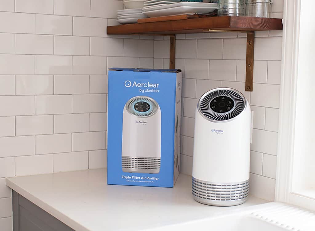air purifier by Clarifion on kitchen counter