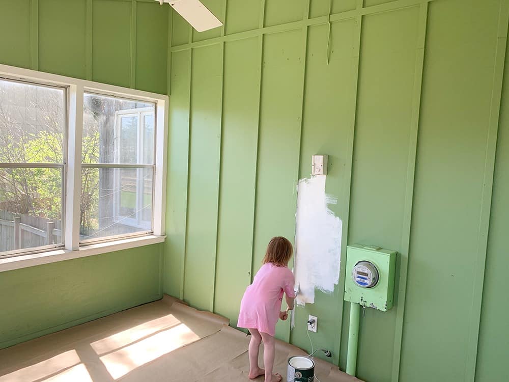 white painted sun room walls