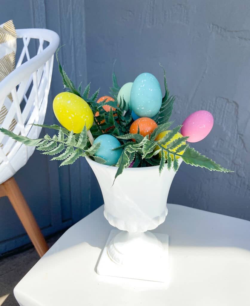 Easter decor ideas for your front porch and window boxes. Get the festive, cute, and colorful look quickly and affordably!