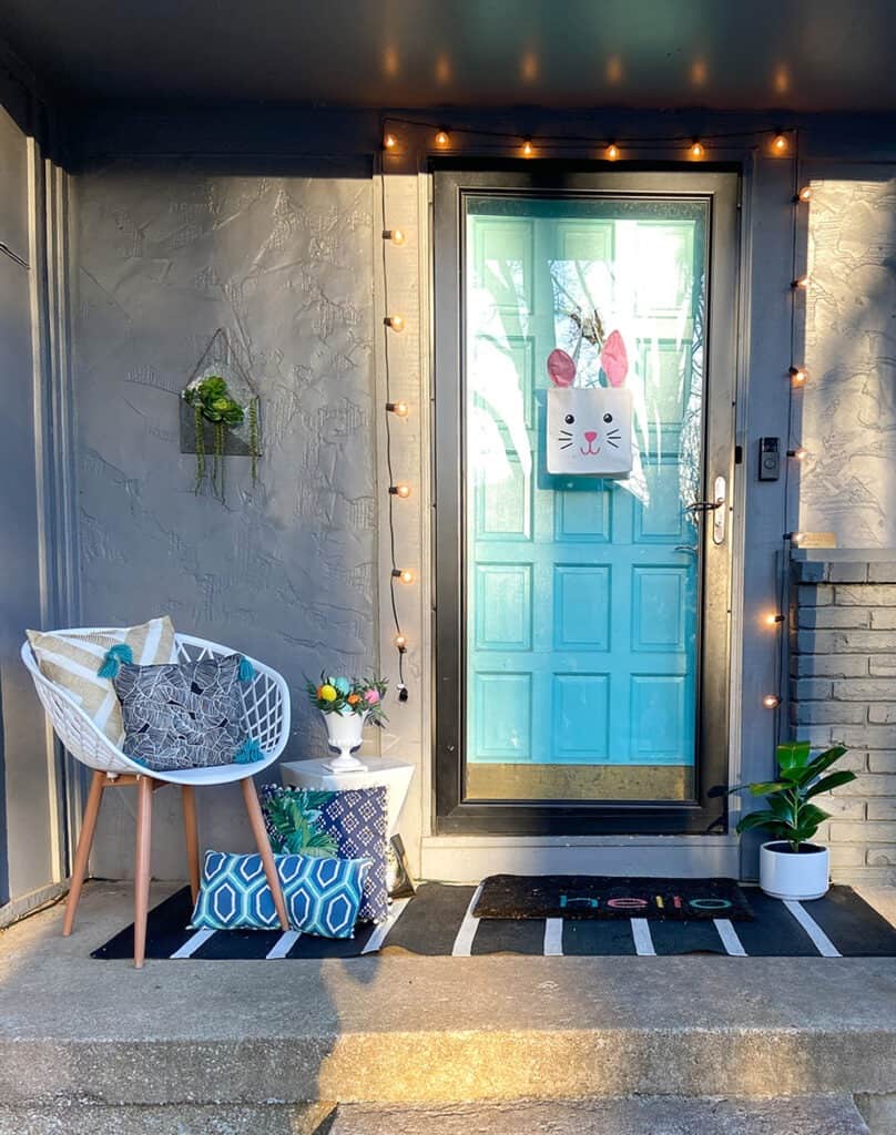 Easter decor ideas for your front porch and window boxes. Get the festive, cute, and colorful look quickly and affordably!