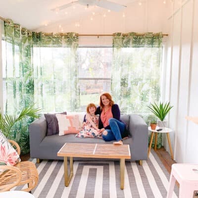 Learn how we updated our sun porch on a small budget and turned it into our tropical oasis with the help of Cricut Joy.