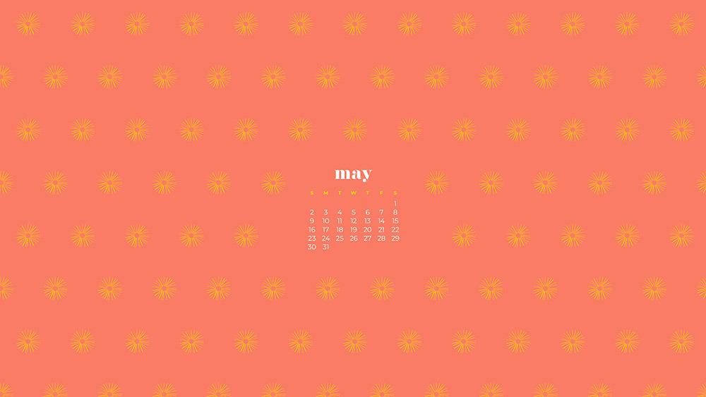 coral orange background with yellow modern sun pattern wallpaper 