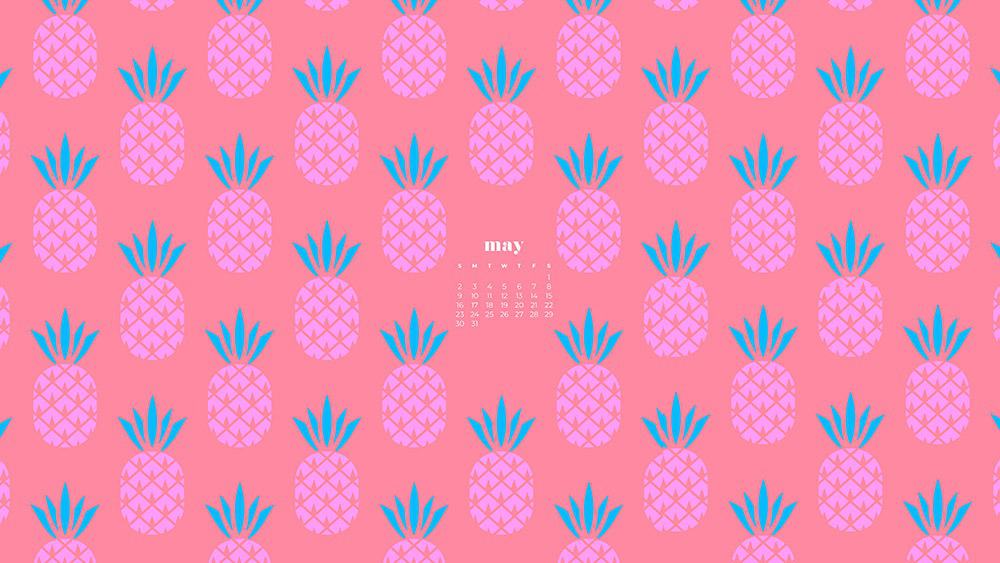 pink pineapple illustration on a coral background 