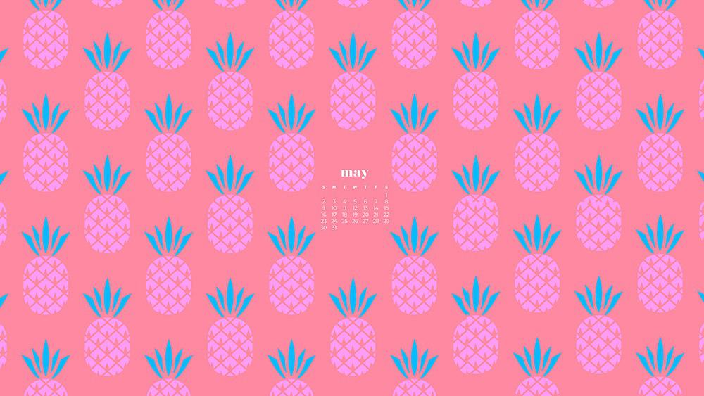 pink pineapple illustration on a coral background 