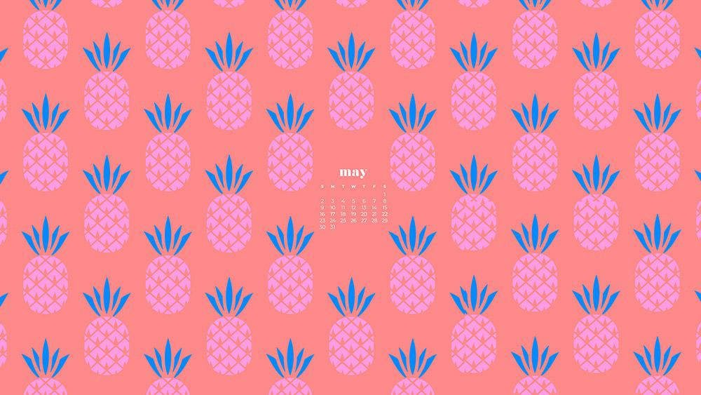 pink pineapple illustration on a coral background 