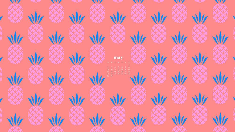 pink pineapple illustration on a coral background 